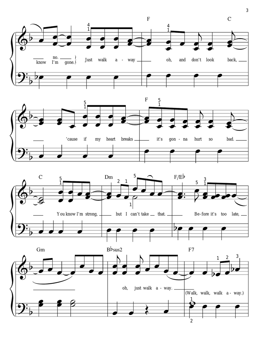 Walk Away Easy Piano scores gallery preview page 3
