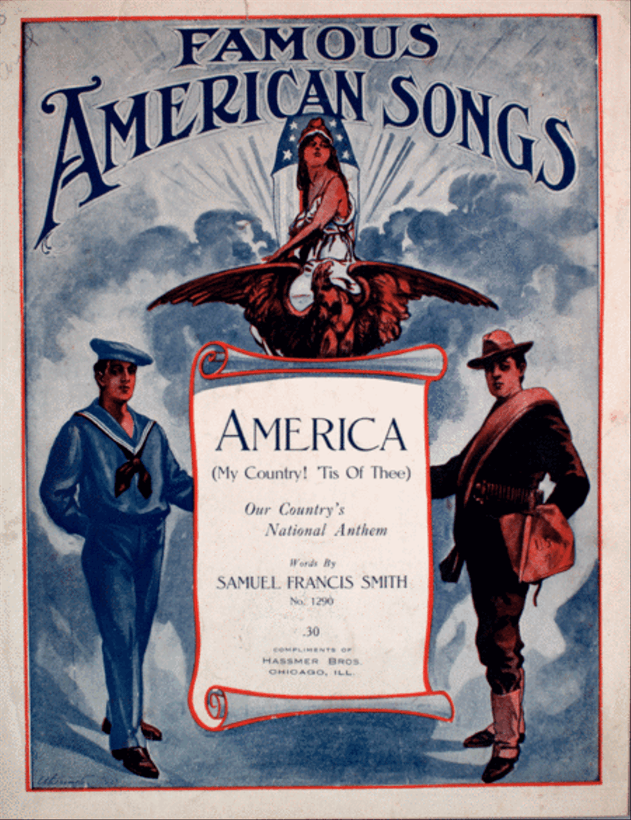 Famous American Songs. America. My Country 'tis of Thee 4-Part scores gallery preview page 1