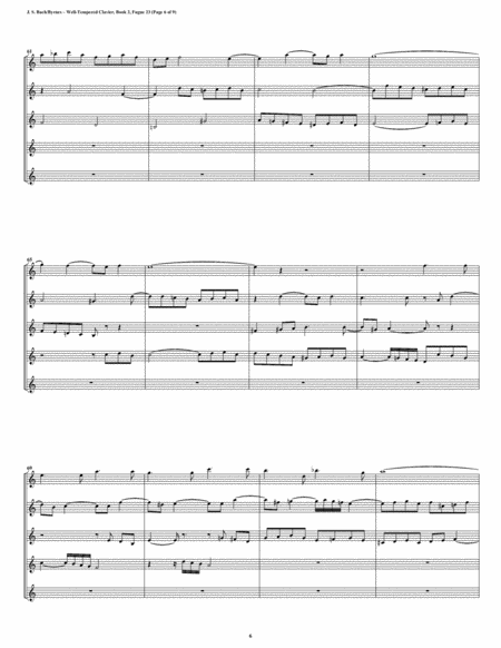 Fugue 23 from Well-Tempered Clavier, Book 2 (Clarinet Quintet) image number null