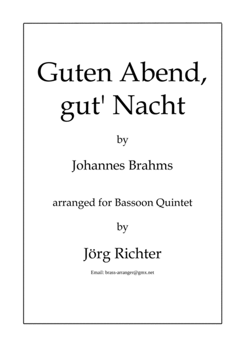 Brahms' Wiegenlied "Guten Abend, gut' Nacht" für Fagott Quintett image number null