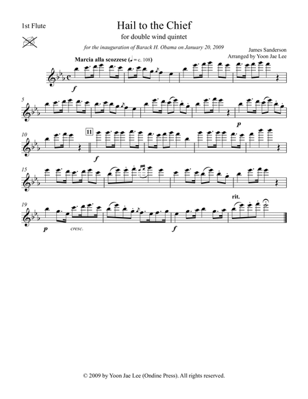 Hail to the Chief for Double Wind Quintet in E Flat Major (arr. Lee) - Set of Parts