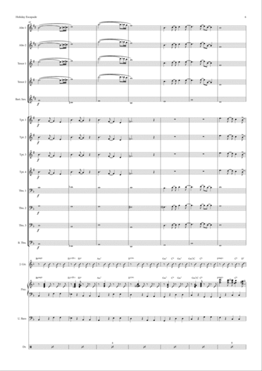 Holiday Escapade (big band) Jazz Ensemble scores gallery preview page 6