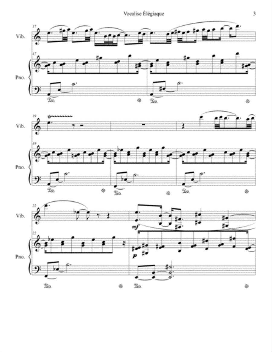 Vocalise Élégiaque for Vibraphone and Piano (2016) Piano scores gallery preview page 3
