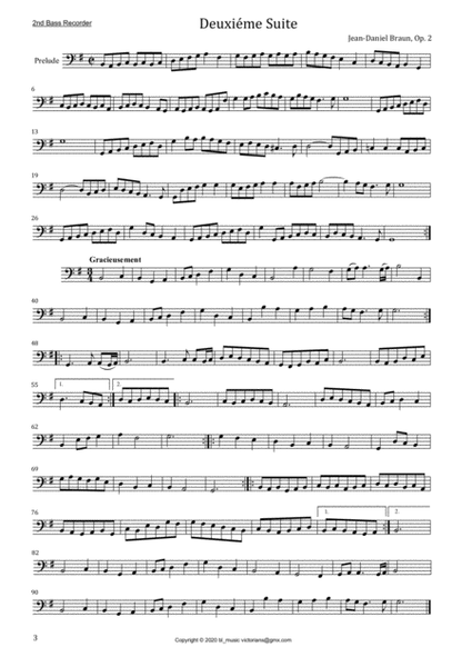 JD Braun, Six Suites op 2 for Bass Recorder, 2nd Bass, part