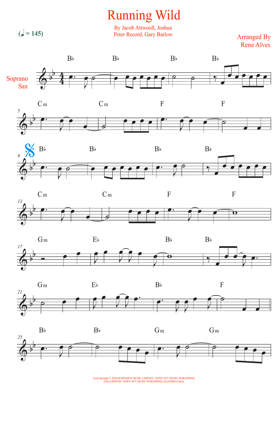 Running Wild Soprano Saxophone scores gallery preview page 1