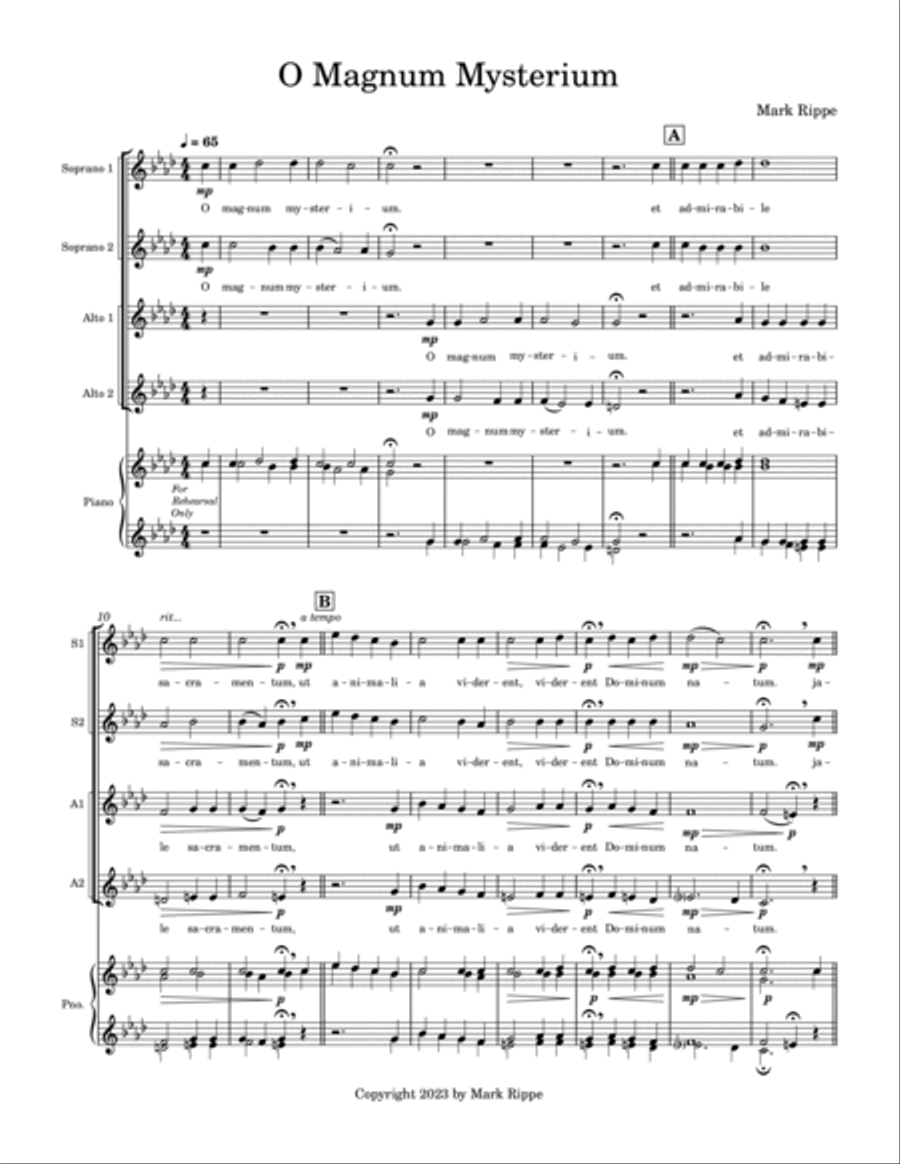 O Magnum Mysterium (StA C00181) SSAA scores gallery preview page 3