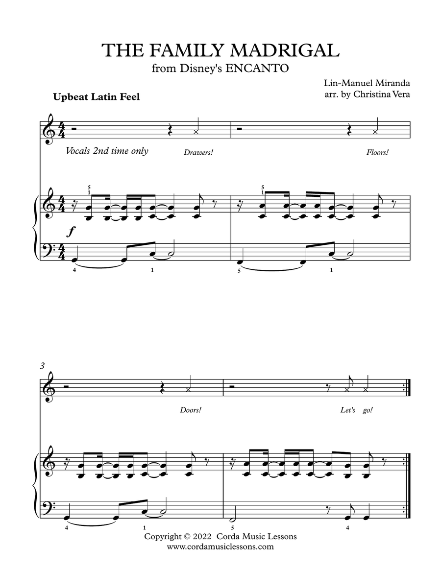 The Family Madrigal Easy Piano scores gallery preview page 1