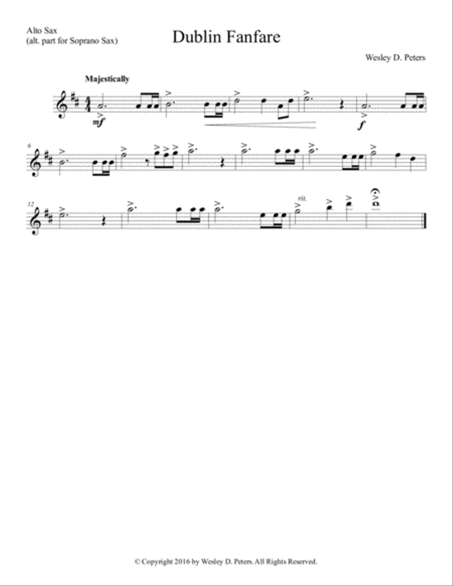 Dublin Fanfare (Saxophone Quintet) Saxophone Quintet scores gallery preview page 2