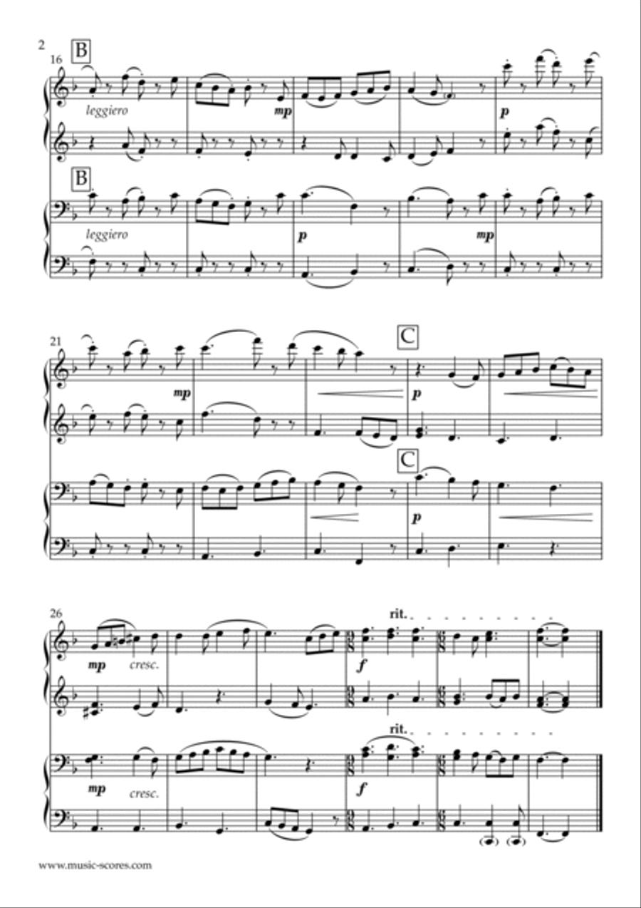 The Sussex Carol - Piano Duet Piano Duet scores gallery preview page 2