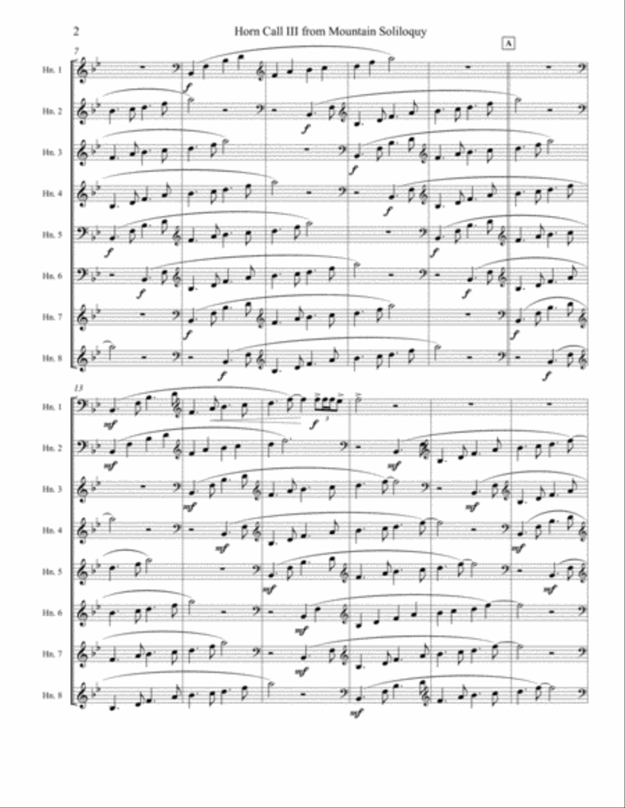 Horn Call III from Mountain Soliloquy - Horn Octet Brass Ensemble scores gallery preview page 2