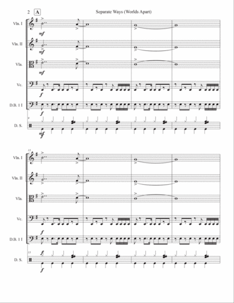 Separate Ways (worlds Apart) String Orchestra scores gallery preview page 2