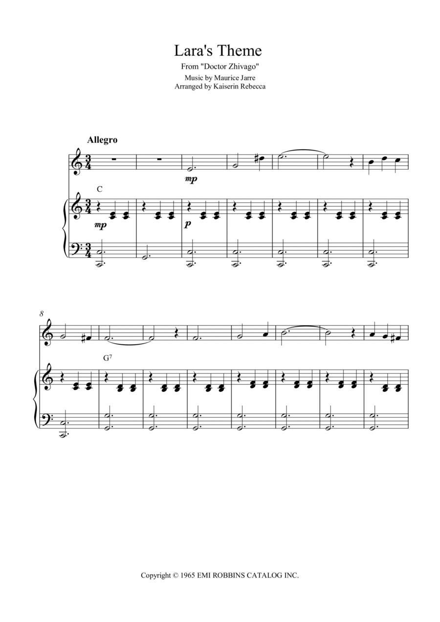 Lara's Theme From Doctor Zhivago Piano scores gallery preview page 1