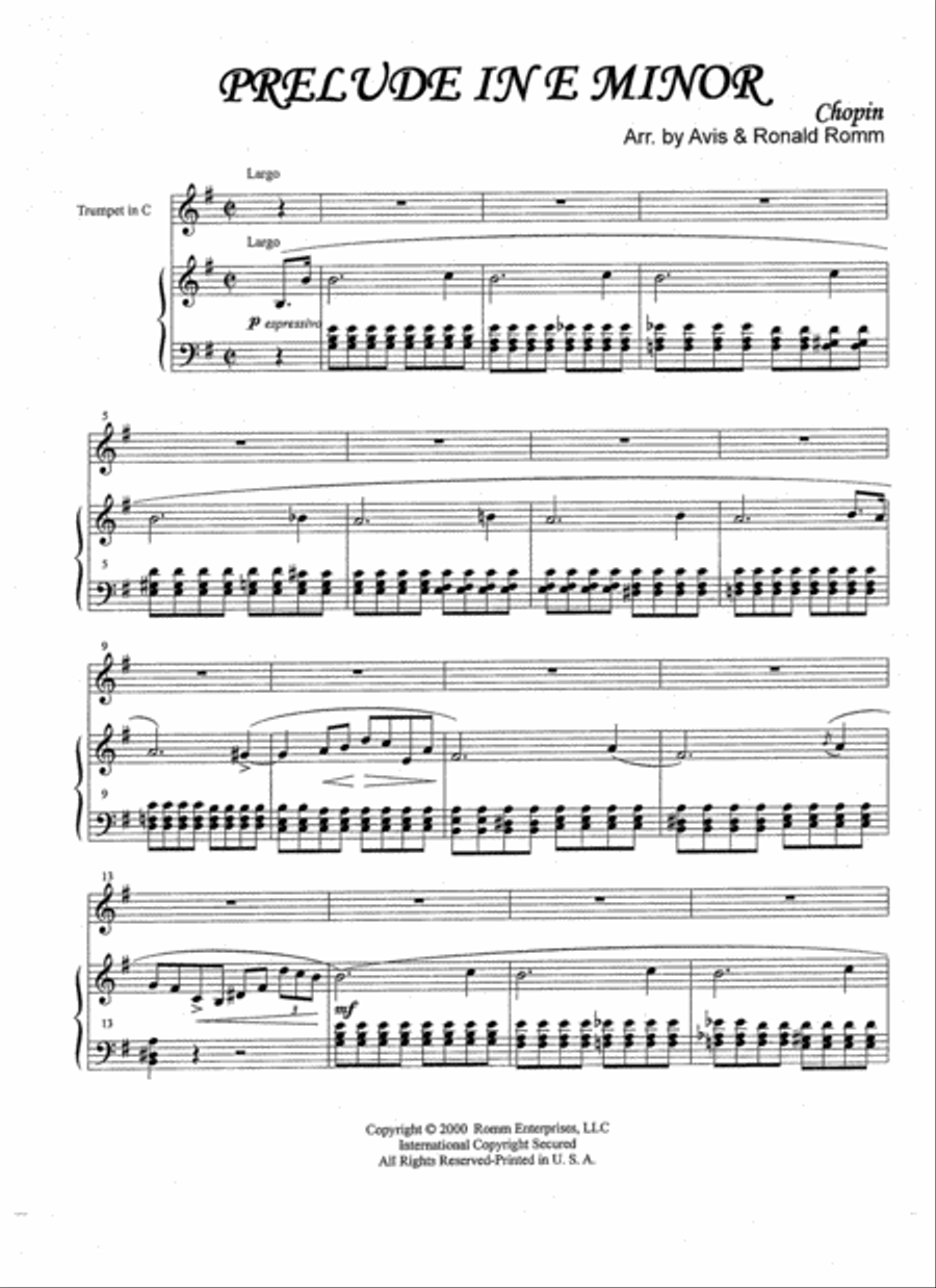 Prelude in E Minor Trumpet Solo scores gallery preview page 1