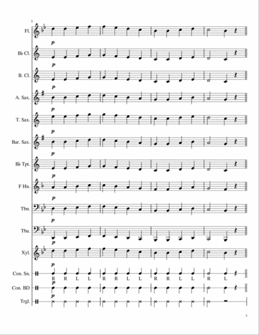 Ode to Joy Beginning Band Skill Builder Concert Band scores gallery preview page 3