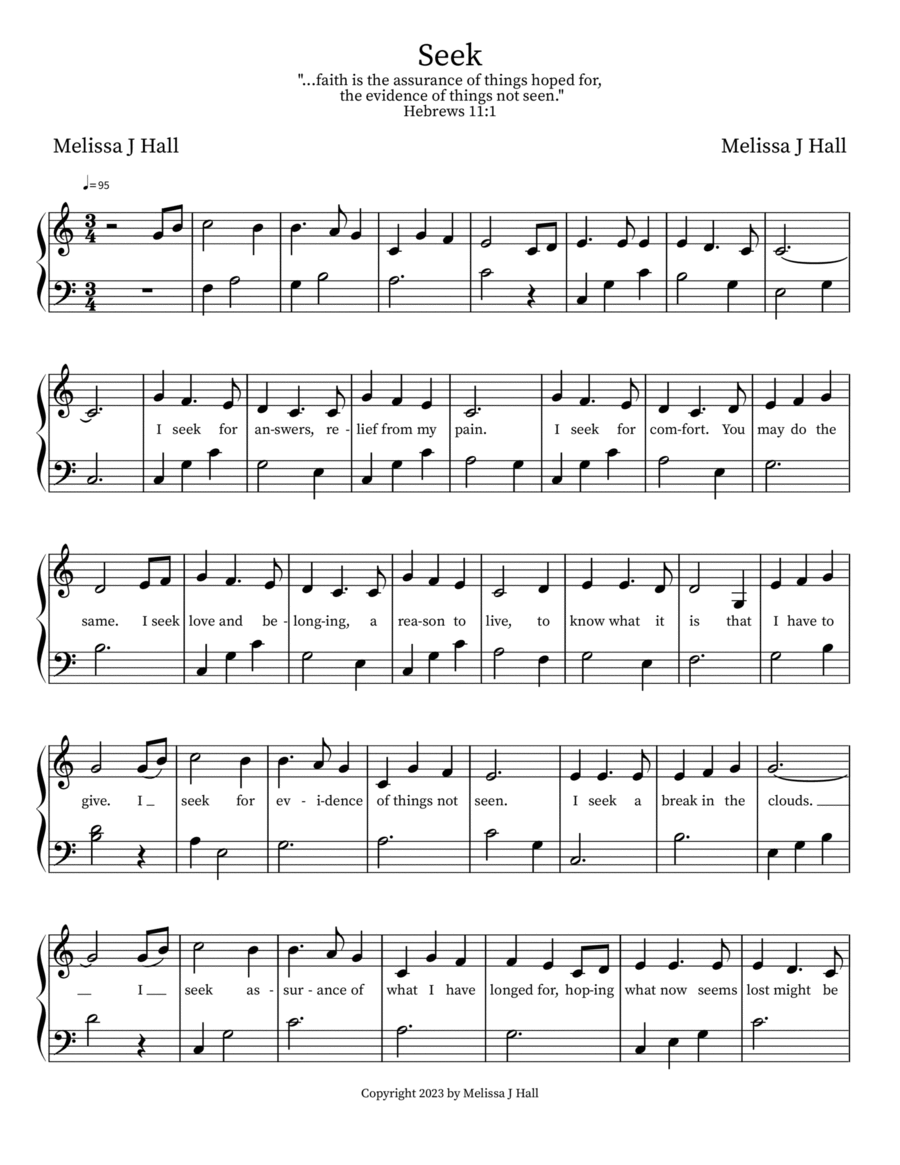 Seek Piano scores gallery preview page 1