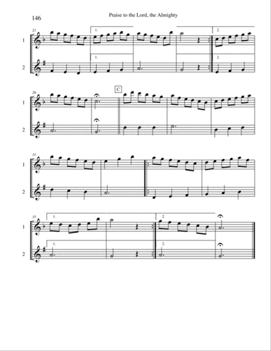 Ten Selected Hymns for the Performing Duet, Vol. 8 - flute and trumpet Flute scores gallery preview page 6