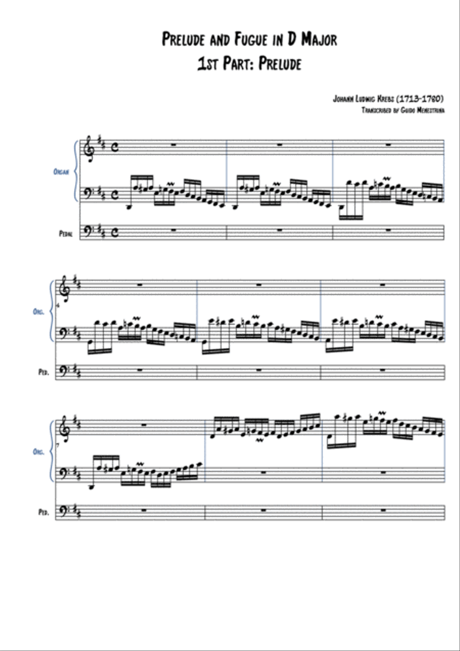Johann Ludwig Krebs - Prelude and Fugue in D Major - Prelude Organ Solo scores gallery preview page 2