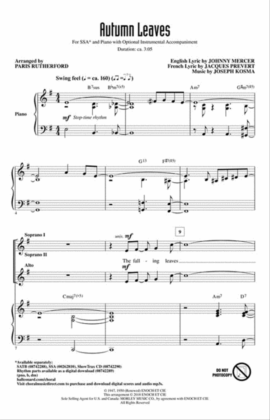Autumn Leaves SSA scores gallery preview page 2