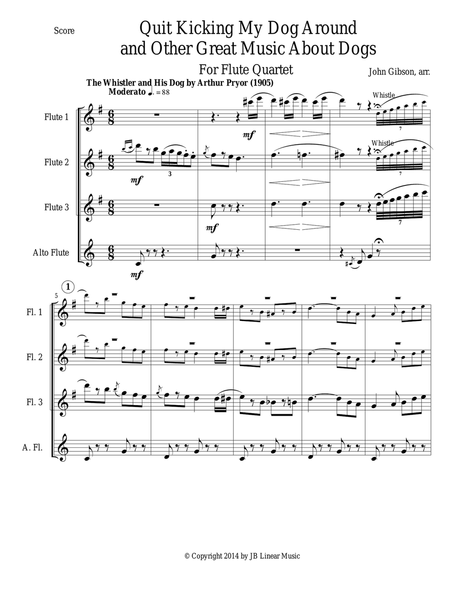 Quit Kicking My Dog Around and Other Great Music about Dogs for Flute Quartet Flute Quartet scores gallery preview page 2