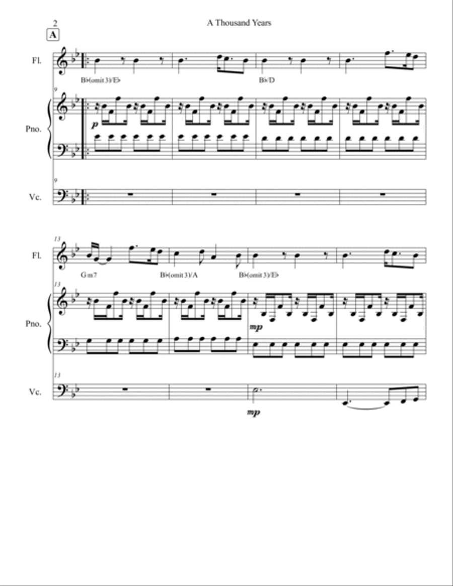 A Thousand Years Flute Solo scores gallery preview page 2
