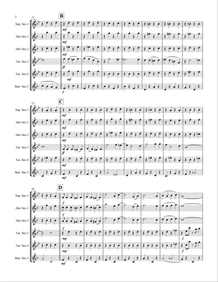 Mele Kalikimaka Saxophone Quintet scores gallery preview page 3