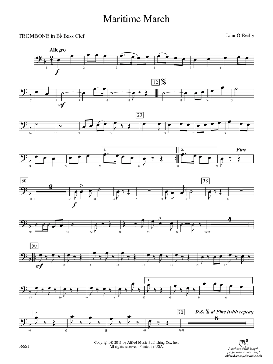 Maritime March: (World Part) 1st B-flat Trombone B.C.