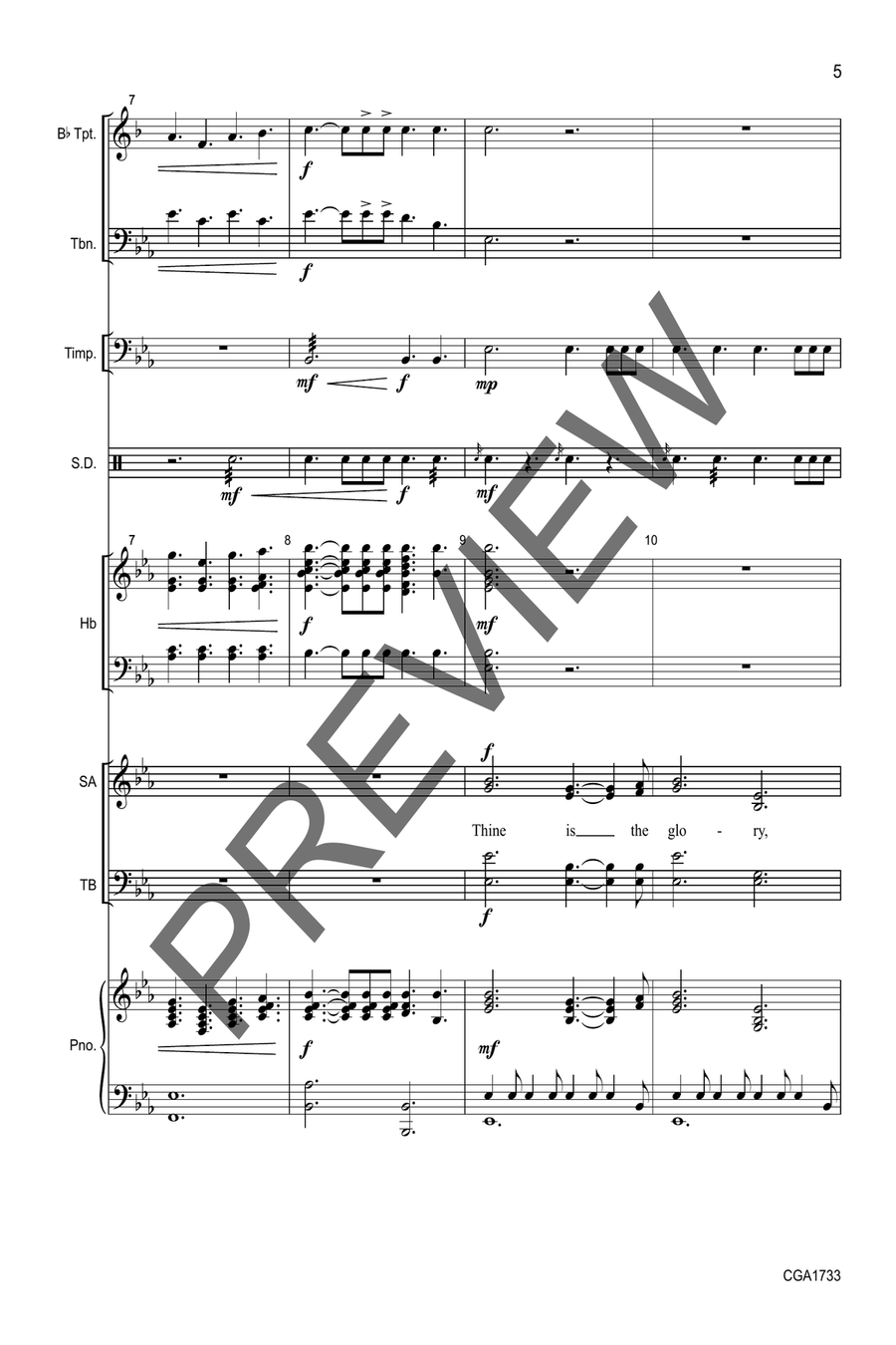 Thine Is the Glory with reproducible Instrumental Parts Full Score Choir scores gallery preview page 5