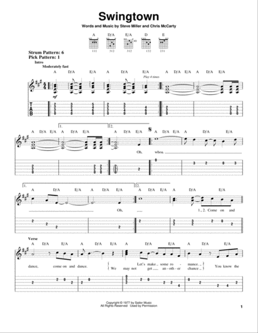 Swingtown Acoustic Guitar scores gallery preview page 1
