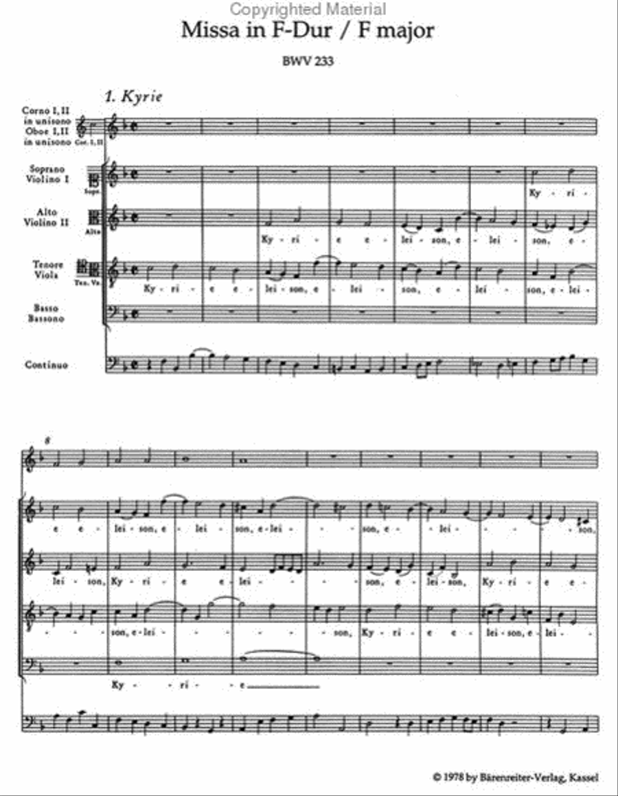 Mass F major BWV 233 'Lutheran Mass 1' Bassoon scores gallery preview page 2