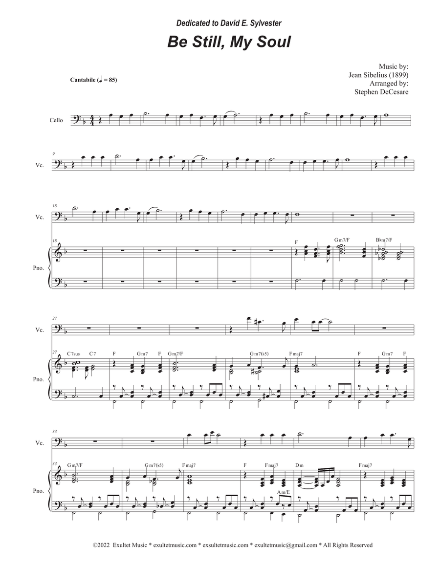 Be Still, My Soul (Cello solo and Piano) Piano scores gallery preview page 1
