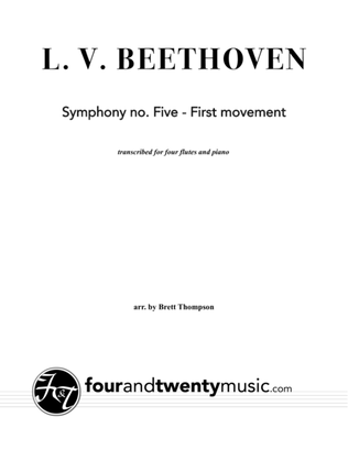 Book cover for Symphony no. 5 - first movement, arranged for 4 flutes and piano