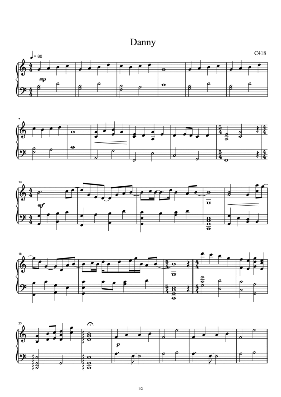 Danny Danny Piano Solo scores gallery preview page 1