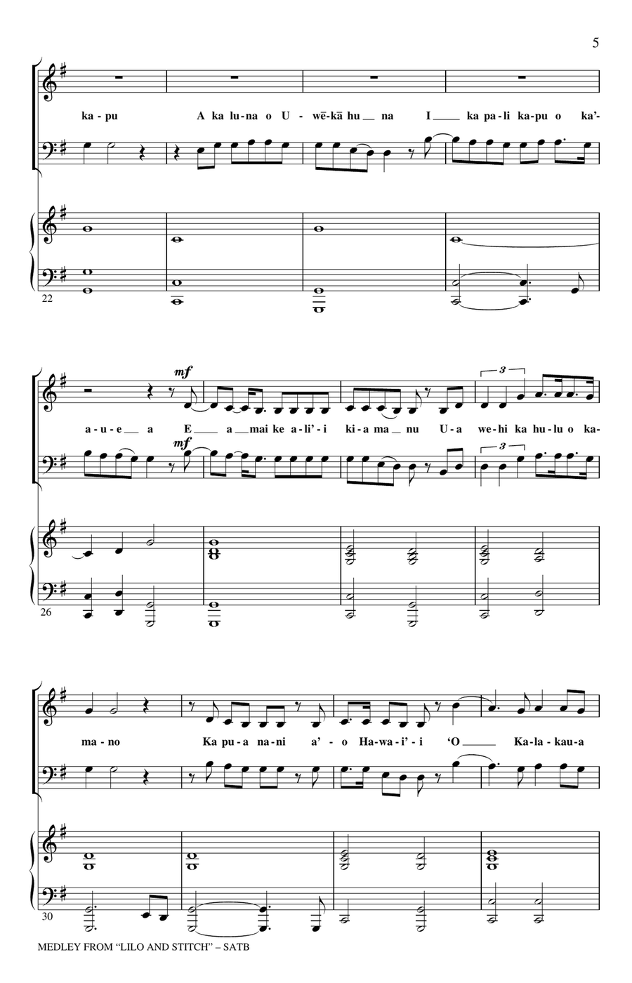 Lilo And Stitch (Medley) 4-Part scores gallery preview page 3