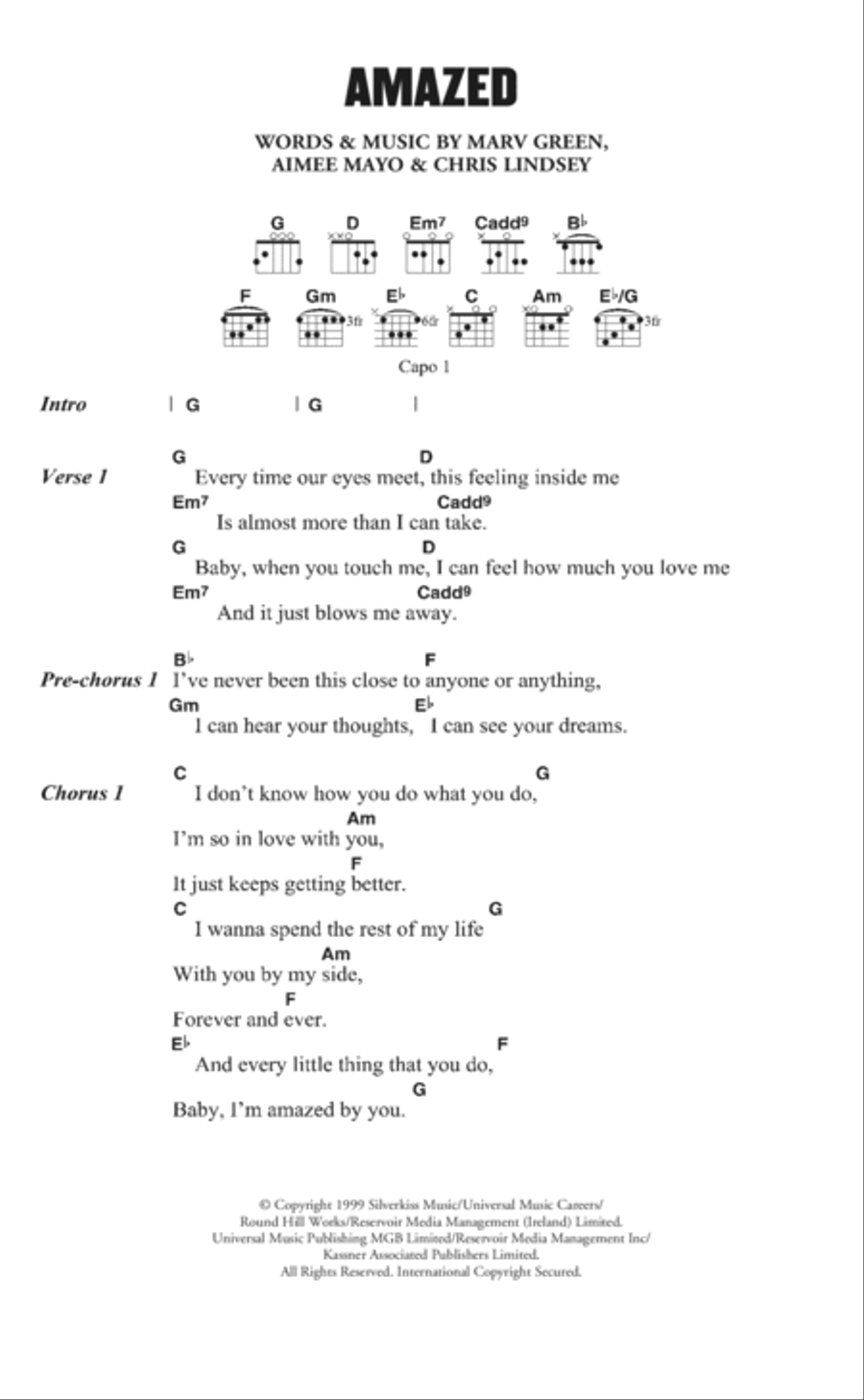 Amazed Electric Guitar scores gallery preview page 1