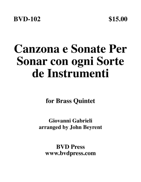 Canzona e Sonate Per Sonare con ogni Sorte de Instrumenti