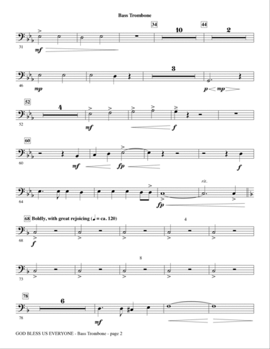 God Bless Us Everyone (from Disney's A Christmas Carol) - Bass Trombone Choir scores gallery preview page 2