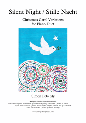 Book cover for Silent Night / Stille Nacht Fun Christmas Carol Variations for piano duet by Simon Peberdy