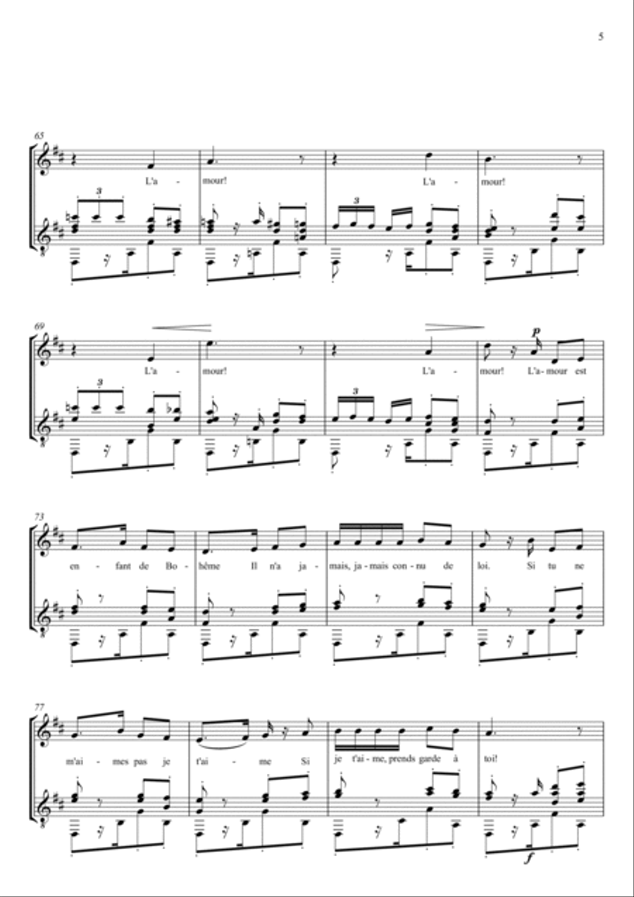 HABANERA - CARMEN (L'AMOUR EST UN OISEAU REBELLE) - GEORGES BIZET Chamber Music scores gallery preview page 6