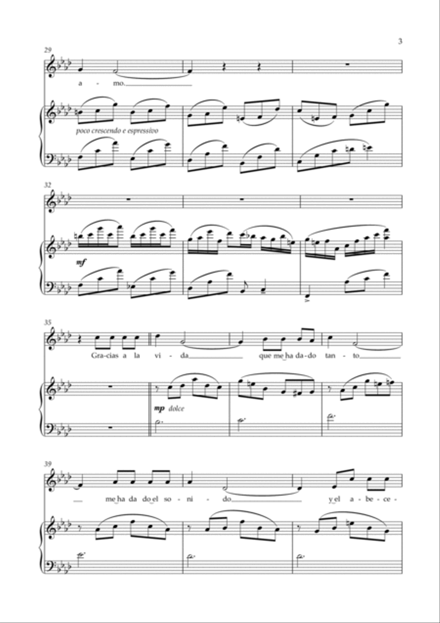 Gracias A La Vida Voice scores gallery preview page 3