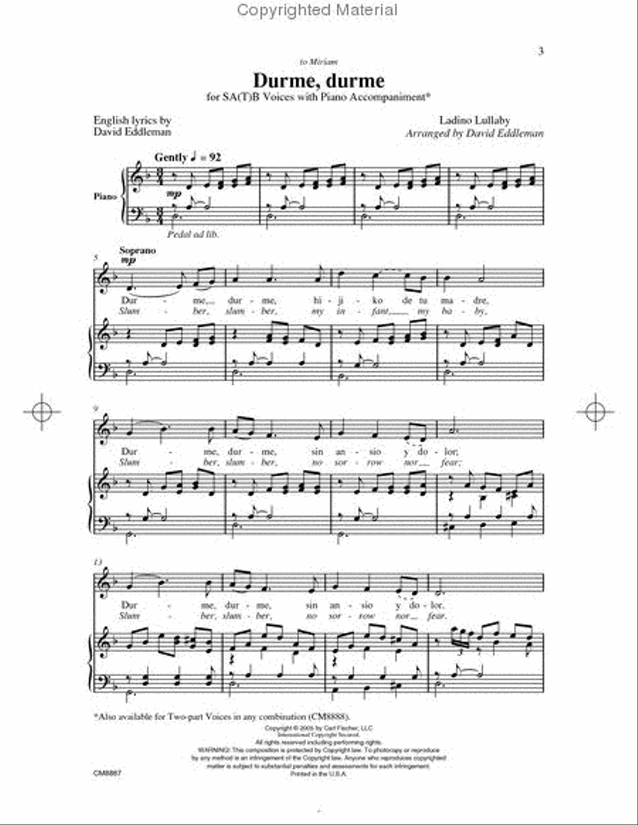 Durme, Durme 4-Part scores gallery preview page 2