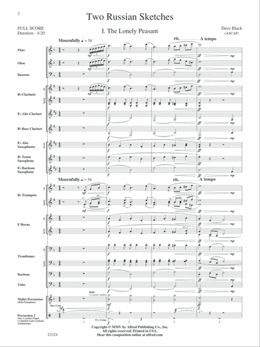 Two Russian Sketches: Score Concert Band scores gallery preview page 2
