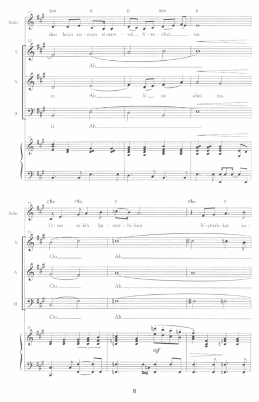 Yeish Kochavim (There Are Stars) 3-Part scores gallery preview page 6
