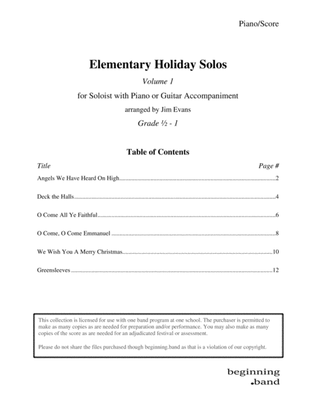 Elementary Holiday Solos, Volume 1