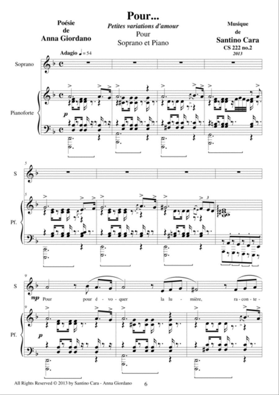 Quatre Chansons lyriques pour Soprano et piano Voice scores gallery preview page 6