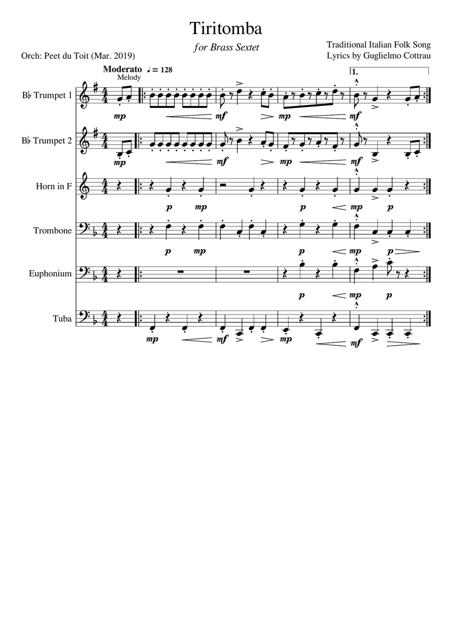 Tiritomba Brass Ensemble scores gallery preview page 1