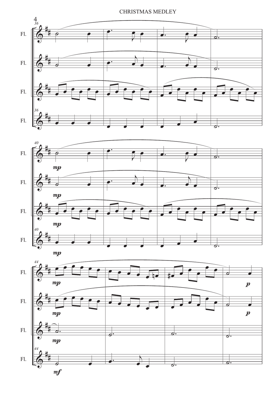 Christmas medley - Flute quartet Flute Quartet scores gallery preview page 4