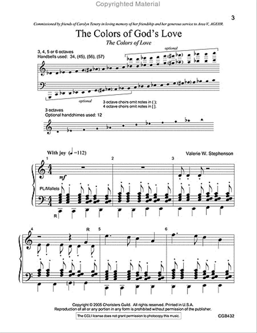 The Colors of God's Love (The Colors of Love) Handbell Choir scores gallery preview page 2