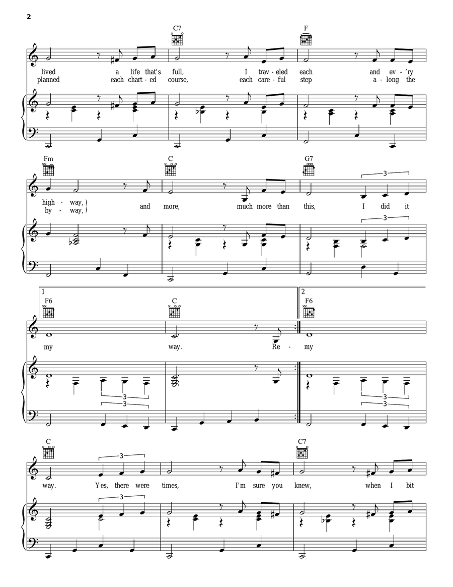 My Way Piano, Vocal, Guitar scores gallery preview page 2
