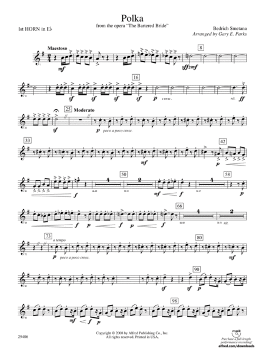 Polka from The Bartered Bride: (World Part) 1st Horn in E-flat Concert Band scores gallery preview page 1