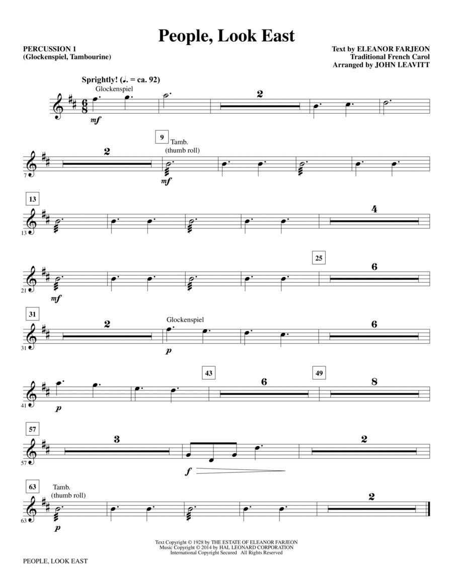 People, Look East - Percussion 1 Choir scores gallery preview page 1